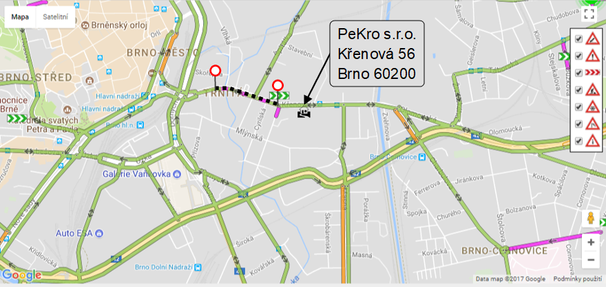 Uzavírka ulice Křenová 2017